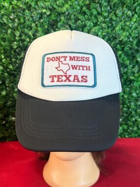 Don't Mess With Texas Trucker Hat Cap White Foam Red State Outline Patch